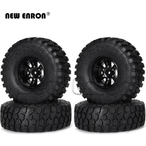 NEW ENRON Matal 1.9" Beadlock Wheel Rim & Soft Rubber Tyre 4Pcs For RC RACING 1/10 Traxxas TRX-4 TRX4 T4 Axial SCX10 90046 D90