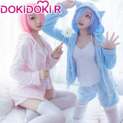 DokiDoki-R Anime Game Re Zero Rem Rame Cosplay Women Pajamas Re Zero Rem Cosplay Costume Ram Game Costume Pajamas