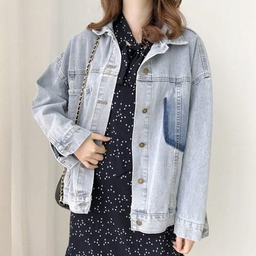 Wash Jean Jacket 2019 Women Streetwear Denim Jacket Boyfriend Loose Ripped Coat Femme Casacos Feminino Baggy Jackets AA5021