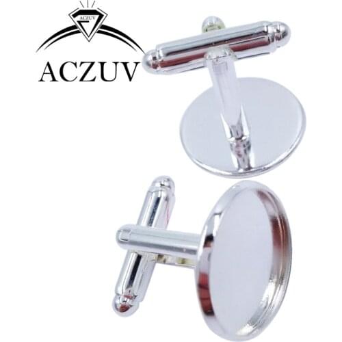 100pcs Silver Plated Cufflink Blanks 10mm 12mm 14m 16mm 18mm 20mm 25mm Round Bezel Cufflinks Base Cabochon Setting RCL002