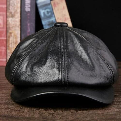 Genuine Leather Hat for Men Newsboy Caps Gorras Mujer Designer Hat Newsboy Hats Women Adult Leather Cap