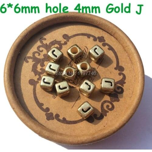 Mixed Letters Beads Gold Acrylic 26 Alphabet Bead With 4mm Big Hole For DIY Bracelet Necklace Jewelry Making Finding 6mm 2600pcs