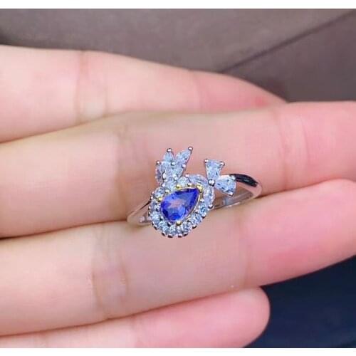 Wedding Best Gift Natural Purple Tanzanite Ring Fine Jewelry Fashion Woman Wedding Ring