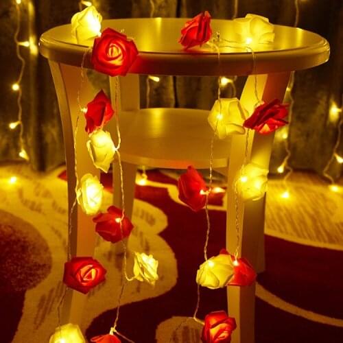 Rose LED String Battery Operated 1M/2M/3M/Flower Garland Christmas Holiday String Lights For Valentine Wedding Decoration