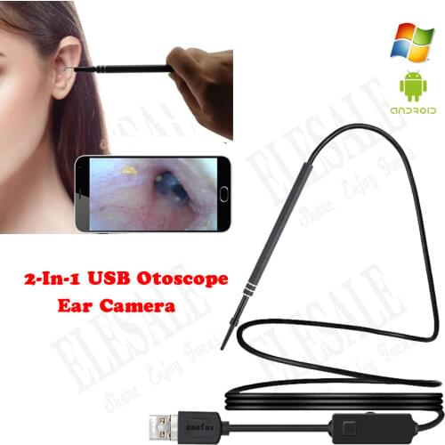 High Quality 2-In-1 USB Otoscope Ear Camera OTG For Xiaomi Samsung Android PC Ear Cleaning Endoscope Camera Earpick Tool