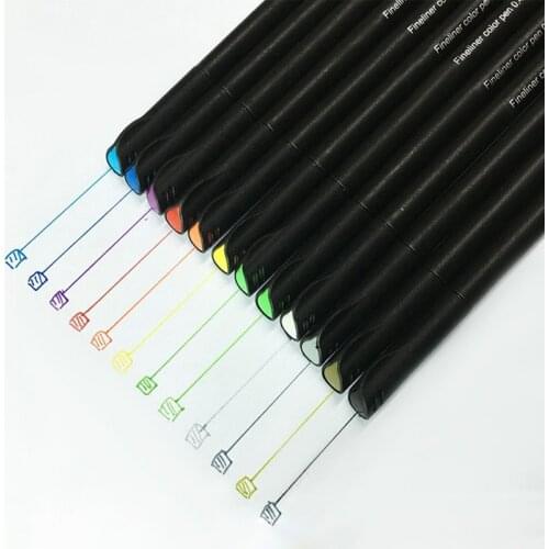 12/24 Fineliner Colour Art Marker Brush Pen Set Black Fine Liner Drawing Painting Calligraphy Lettering Water Pen Stationery