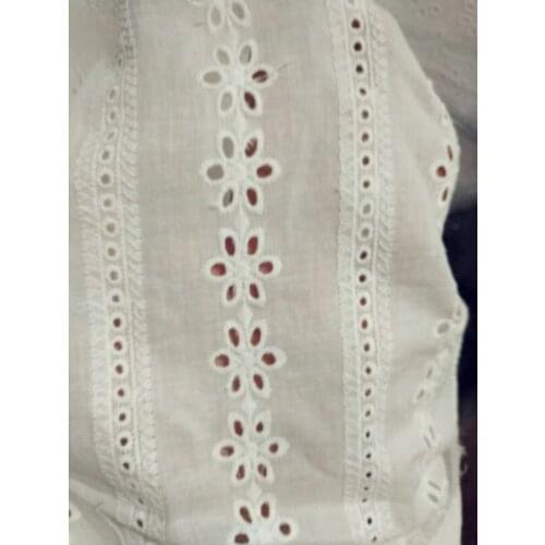 130cm 51.18" wide 2 yards ivory cotton fabric embroidered clothes dress cloth clothing 13288QL4K172