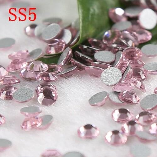 1440pcs/Lot Light Pink non hot fix rhinestones Flat Back Nail Art Glue On Non Hotfix Rhinestones