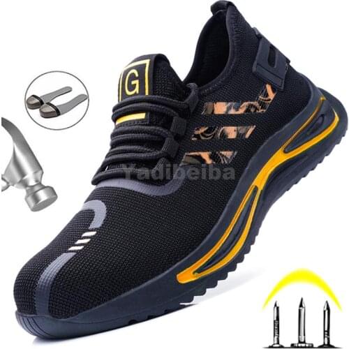 2021 Fashion Work Shoes Mens Safety Boots Breathable Work Boots Mens Safety Shoes With Steel Toe Anti-puncture Work Sneakers