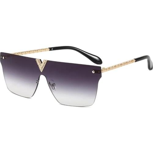 2021 Luxury Oversized One Lens Rimless Sunglasses Women Square Fashion Sun Glasses Men Oculos Feminino Lentes Gafas De Sol UV400