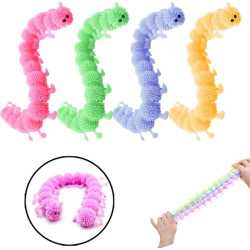 4PCS Creative Caterpillars Stretch Toy Elastic Caterpillars Stress Relief Toy Children Fidget Vent Toy Adults Decompression Tool