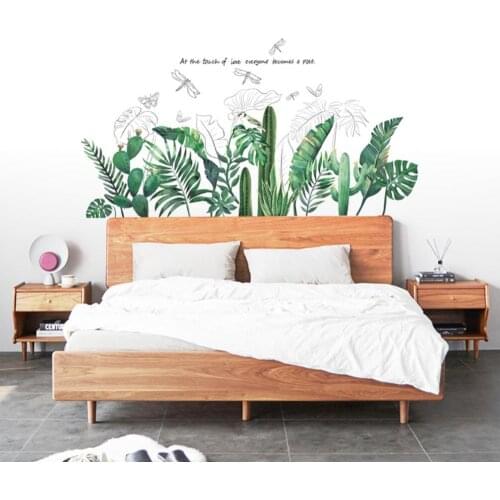 50% Hot Sale Removable Banana Leaves Cactus Shape Wall Sticker Mural Decal Living Room Decor