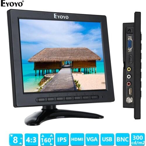 Eyoyo 8" Inch TFT LED Video Audio VGA BNC HD Monitor 4:3 Screen For DVR PC CCTV