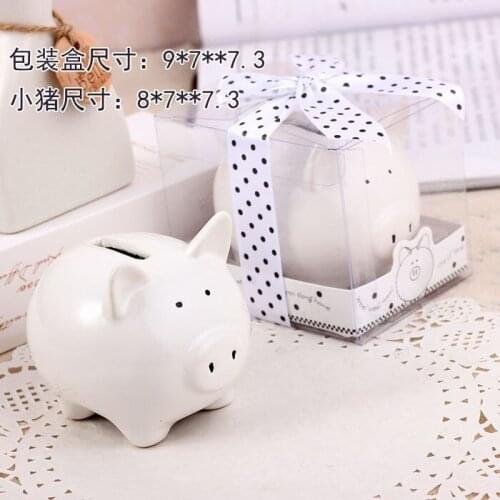 Storage Tanks Ceramic Piggy Bank in Gift Box with Polka-Dot Bow wedding favors and gifts, baby shower giveaways