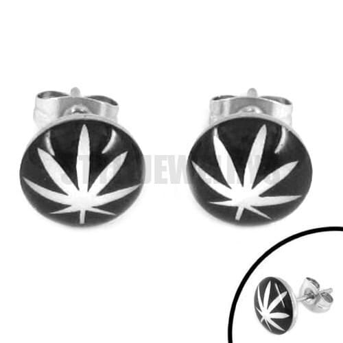 Free shipping!Colorful Tree Leaf Earrings Stainless Steel Jewelry Trendy Enamel Motor Biker Earring Stud Body Piercing SJE370115