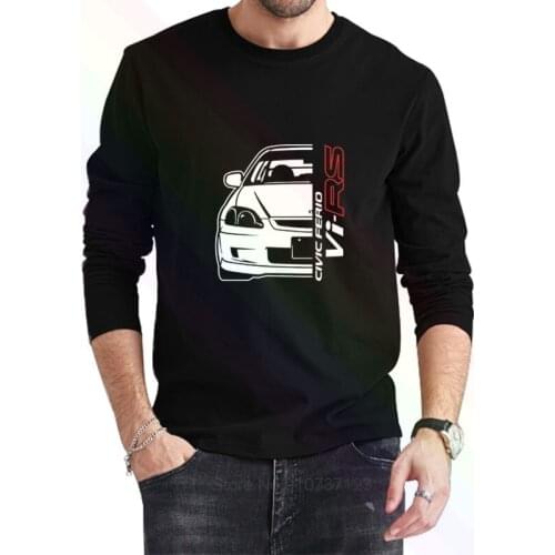 Civic Ferio Vi-RS EK Logo Classic Black T-Shirt 2021 Newest Summer Mens Long Sleeve Popular Tees Shirt Tops Novel Unisex