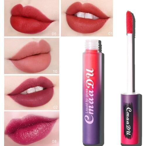 Cmaadu velvet matte lip tint fashion purple grandient tube apperance long lasting waterproof 10 color batom nude lip gloss HF157