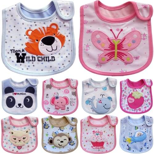 Baby Bib 3 Layers Waterproof Bib Cloth Saliva Towel Cartoon Animal Embroidered Baby Bibs Burp Cloth Cotton 1Pc