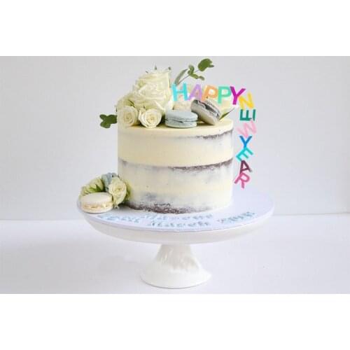 Ins New Happy New Year Cake Topper Acrylic Kawaii Bright Colors Vertical Cake Topper For New Year Party Cake Decorations