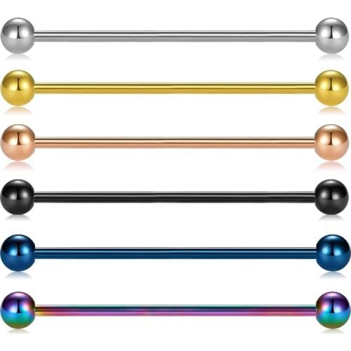JFORYOU 16 Gauge Industrial Barbell Cartilage Earring Body Piercing Jewelry 1 3/8 Inch(35mm)
