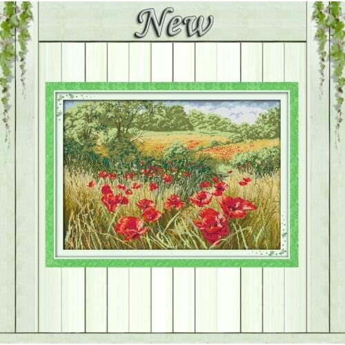 Beautiful Flowers scenery patterns counted print on canvas DMC 14CT 11CT DIY Cross Stitch chinese Embroider kits Needlework Sets