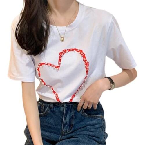 GGRIGHT Summer diamond sequins T-shirt Women Casual Loose Basic Tees Women Knitted Cotton Tee Shirt Female Korean Tops Harajuku