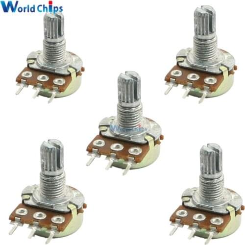 10Pcs B50K 3Pin Linear Potentiometer 10mm Knurled Shaft Rotary Potentiometers 50K Ohm With Nuts And Washers