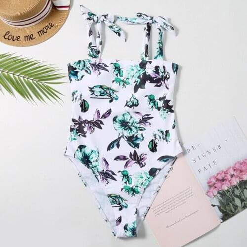 Cross-border Foreign Trade Europe And America Sexy Halter Neck Strap Stripe Printing Swimsuit Female Hot Spring Swimsuit