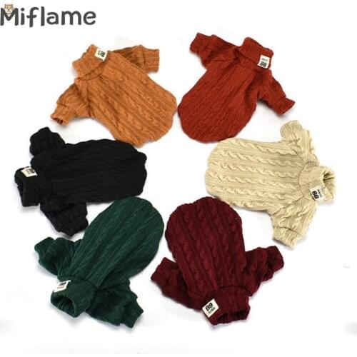 Miflame 2021 Fashion Small Dogs Sweater Winter Warm Dog Clothes Schnauzer Chihuahua Turtleneck Pets Cats Sweater Puppy Clothing