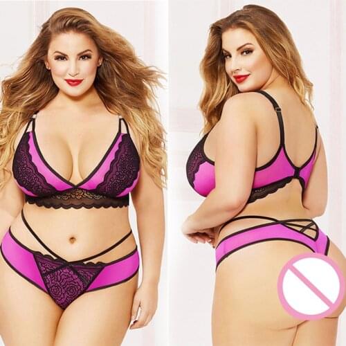 Fashion Women Plus Size 5XL Muslin Lace Mesh Babydoll Sexy Lingerie Set Underwear Features 2pcs Women Lingerie Lace Babydoll