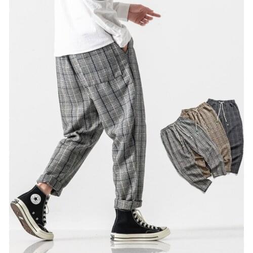2021 Baggy Men’s Linen Harem Pants Streetwear Fashion Men Jogger Sweatpants Oversized Casual Trousers Male Loose Cotton New 5XL