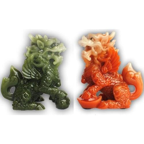 Set of Two Feng Shui Wealth Prosperity Pi Xiu/Pi Yao Statue Car Dashboard Decoration, Attract Wealth and Good Luck