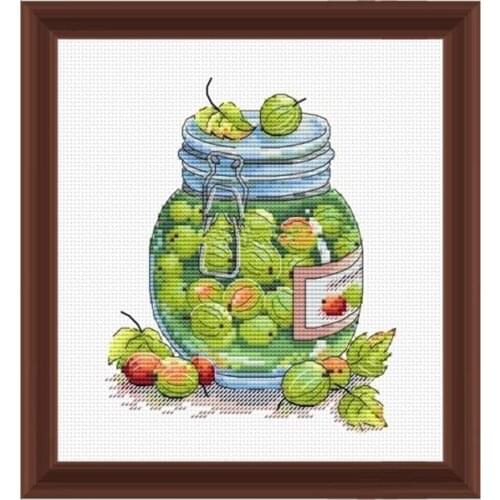 Fishxx Cross Stitch Kits Precision Printing S294 Juicy Gooseberry Restaurant Painting Hand Embroidery