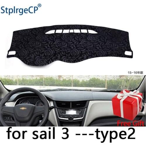 Rose Pattern Non-slip Car Dashboard Cover Dash Mat Pad DashMat ANti-UV Car Sticker for Chevrolet Sail 3 2015-2018 Car Styling
