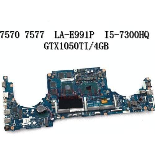 FOR DELL Vostro 7570 7577 Laptop Motherboard I5-7300HQ GTX1050TI 4GB CKA50 CKF50 LA-E991P CN-0WRRNY WRRNY Mainboard 100%test