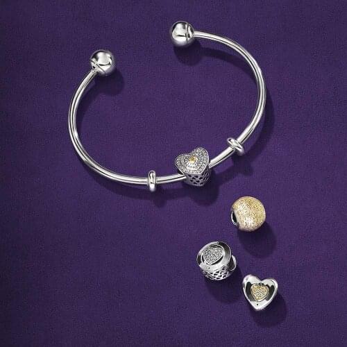 NEW Luxury 100% 925 Sterling Silver Sparkling Heart DIY Chain Fit Original Charm Bracelet & Bangle For Women Fine Jewelry