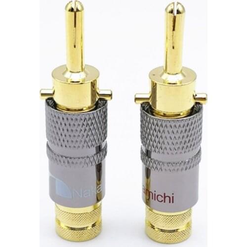 2pcs High Quality New Copper Nakamichi Speaker Cable Banana Plug with Lock Speaker Amplifier Connector RCA