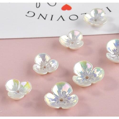 Wholesale 60pcs/Lot AB White Color Acrylic Pearl Flower Beading Beads ornament Accessories Jewelry Floral Necklace Earring DIY