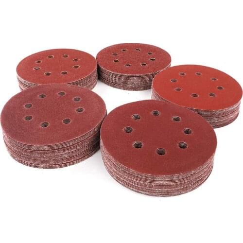 100Pcs 5 Inches Orbital High Grit Sanding Discs, 800 1000 1200 1500 2000 Grits 8 Hole Orbital Sandpaper with Hook Retail