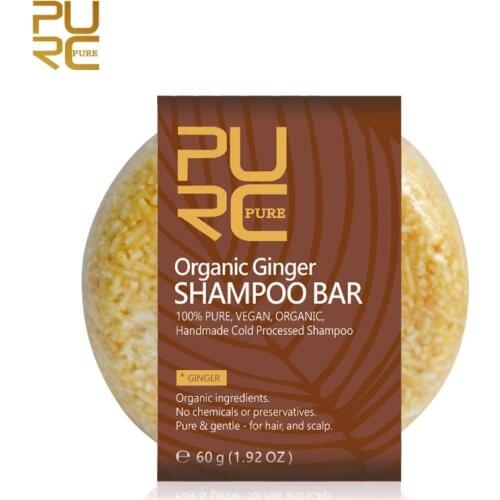 PURC Organic Handmade Cold Processed Ginger Shampoo Bar Nourishing Repair Damaged Hair Anti-hair Loss Hair Shampoo Hair Care