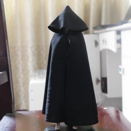 1:6 Scale Black Soldier CLoak Hooded Cape For 12" PH HT Female Male Body Doll