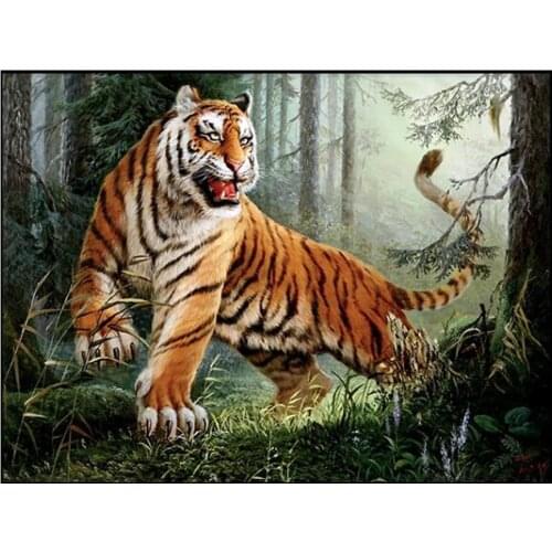 Full 5D square DIY Diamond Painting Cross Stitch kit tiger picture Gifts Round Diamond Embroidery mosaic rhinestone Home Decor