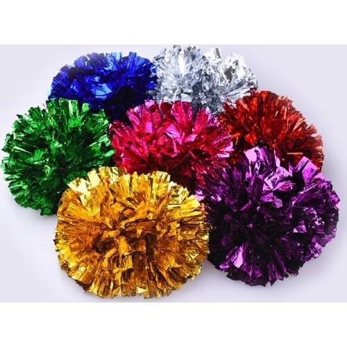 Adult children 100g not fading cheerleader Pompom Cheering pom pom with baton handle Metallic Pom Pom pink ballroom