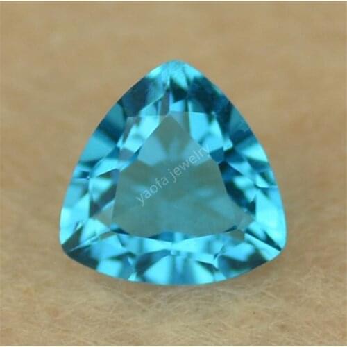 Sale 3x3~13x13mm 5A Deep Sea Blue Color Glass Beads Triangle Trillion Shape Cut Loose Glass Stone Synthetic Gems For Jewelry