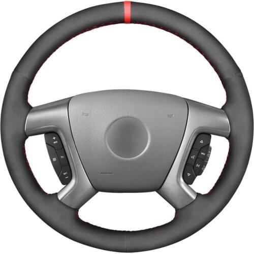 Hand Sew Soft Black Suede Red Marker Car Steering Wheel Cover for Chevrolet Captiva 2007-2014 Silverado GMC Sierra 2007-2013