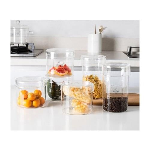 Nordic Glass Storage Jar Brush Holder Glass Tank Makeup Storage Bottle with Lid Kitchen Organizer Food Container 1L