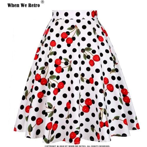 When We Retro Vintage Skirts Womens VD0020 jupe femme 2020 High Waist Cotton Swing Retro Women Black Plaid Daily Summer Skirt