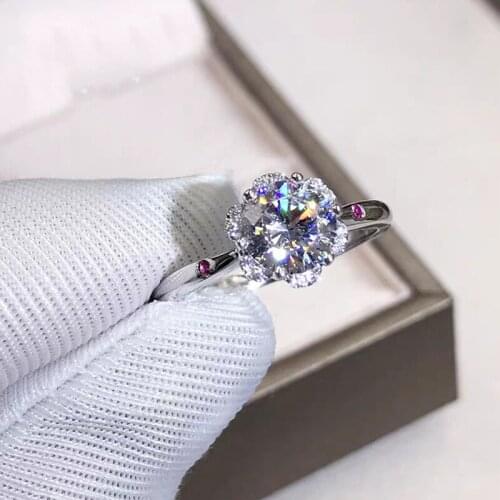 Luxury Flower 2ct Lab Diamond Ring 925 sterling silver Engagement Wedding band Rings for Women Bridal Gemstone Party Jewelry