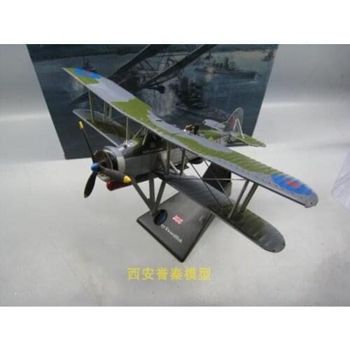1/72 WWII British Swordfish biplane fighter, torpedo attack aircraft sunk Bismarck, finished alloy