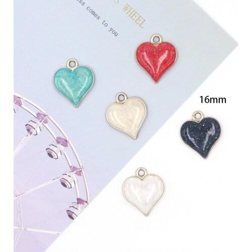 10pcs/Lot Shinning Heart Diy Handmade Oil Enamel Charms Design for Jewelry Making Earring Bracelet or Necklace